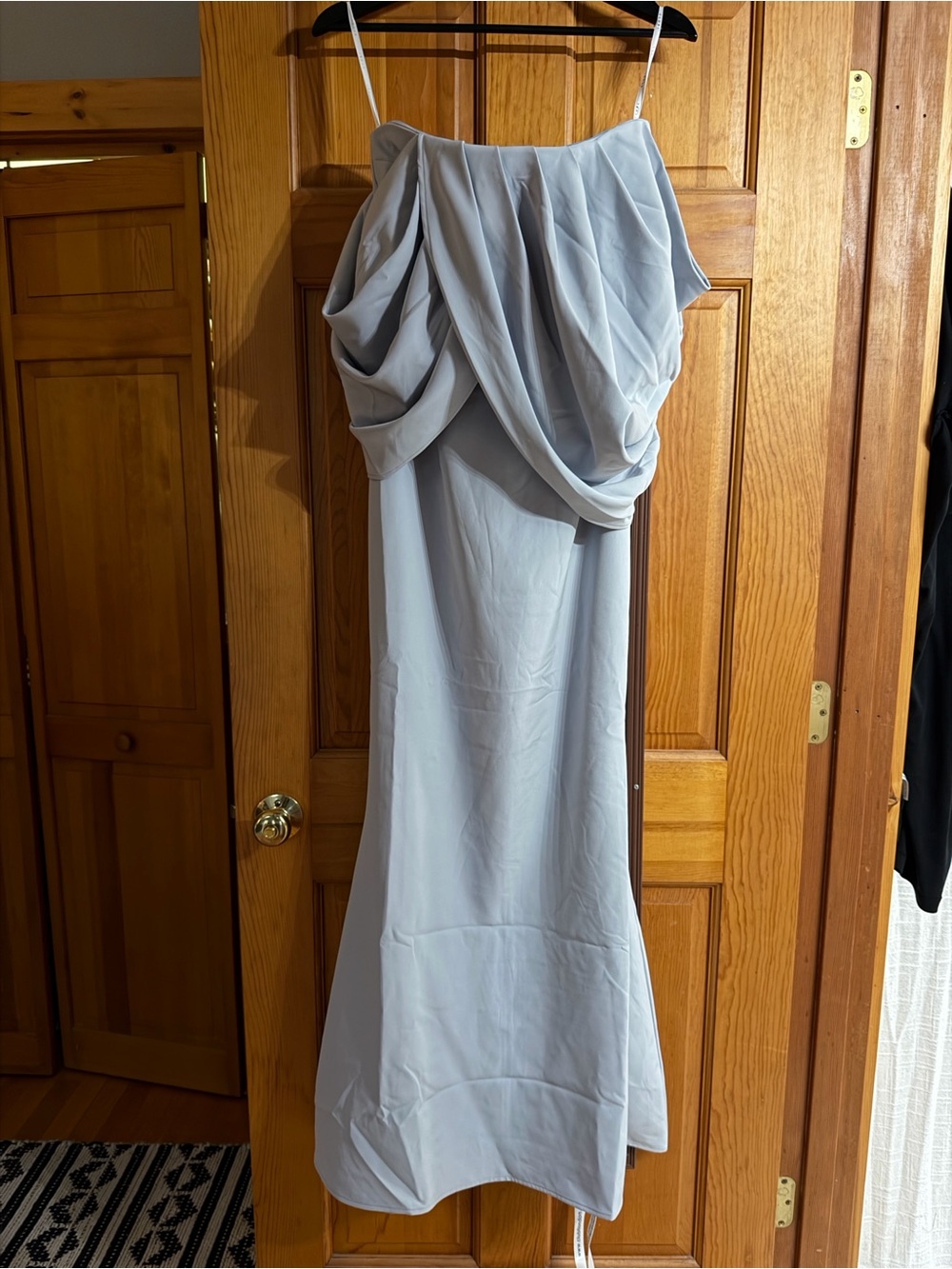 Club L London Light Blue Strapless Draped Evening Dress